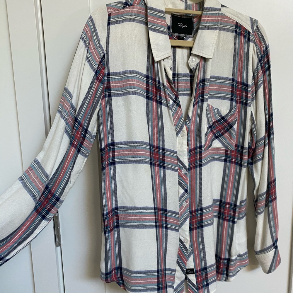 Rails White/Plaid Button Up Blouse - image 3